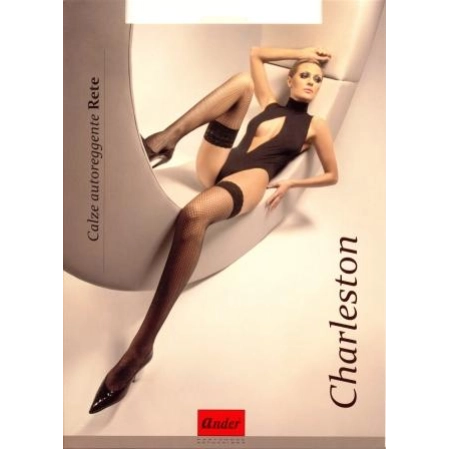 Ander Charleston samodržící síťované punčochy malá oka